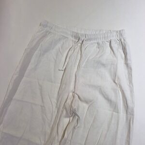 Wilfred Free Aritzia White Linen Wide Leg Drawstring Pants Size M